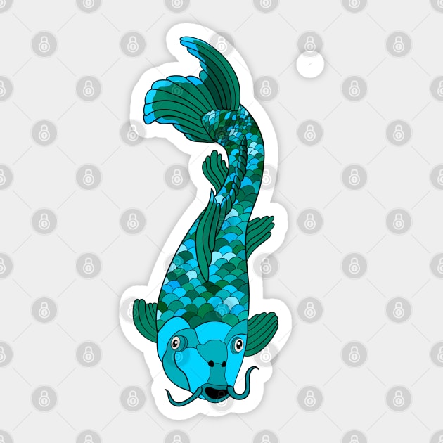 Turquoise Koi Fish Sticker by Lady Lilac